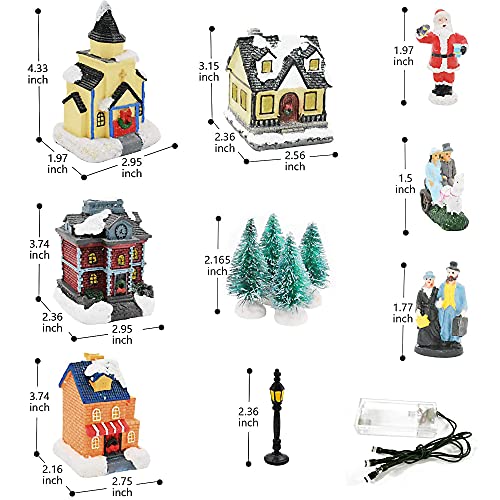 LED Lighted Christmas Village Houses with Figurines E482
