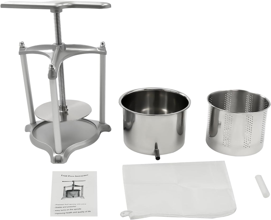 Stainless Steel Fruit Press with Dual Barrels and Filter Bag M688009