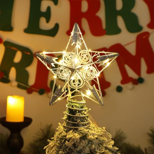 Star Tree Topper with 20 LED Lights, Battery Powered Christmas Decorations W511339