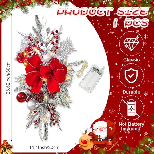 Prelit Teardrop Christmas Swag 24 Inch for Staircase Wall Window Decor L968037