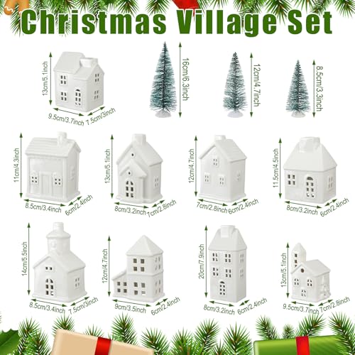 Ceramic Christmas Village Set with Lighted Houses and Trees R504760