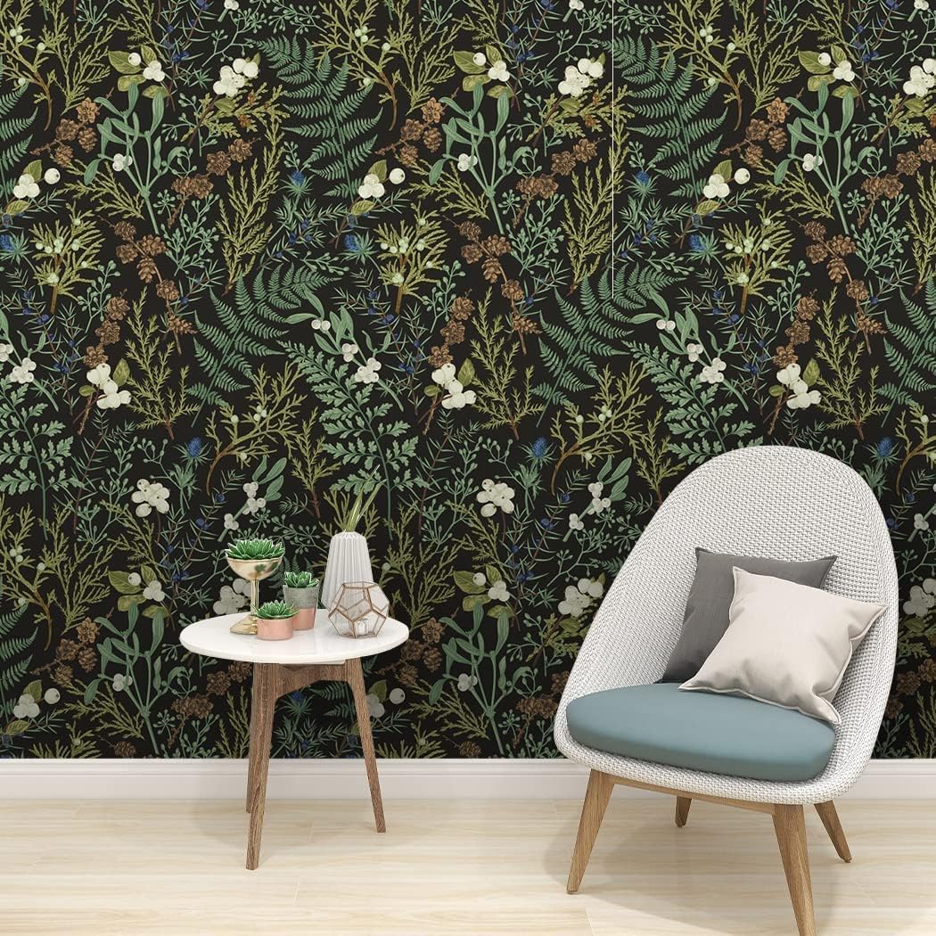 Peel and Stick Wallpaper Black Floral Self Adhesive Removable R6518