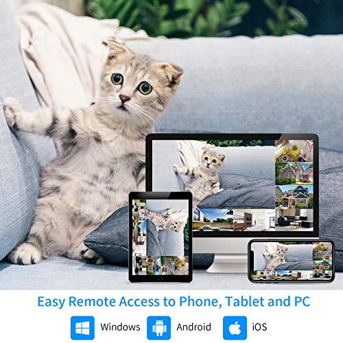 Wireless Security Camera System, 16CH 4K NVR, 4Pcs 3MP WiFi Cameras, Night Vision, Motion Detection, 1TB HDD P9721