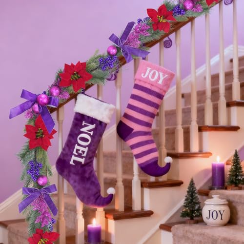 6.6 ft Christmas Garland with Faux Cedar and Glitter Berry P303