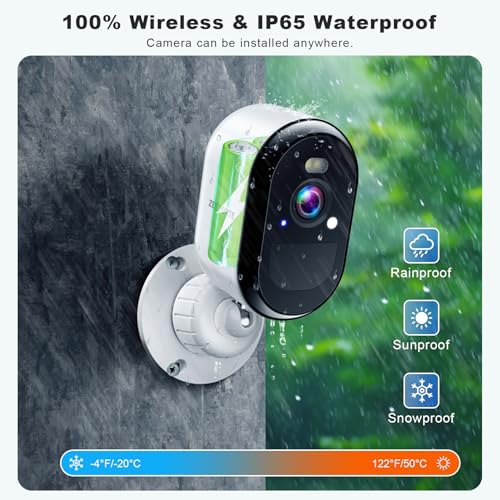 Wireless Security Cameras 2K Battery Powered, Indoor Outdoor WiFi with AI Motion Detection, 2 Cameras R873