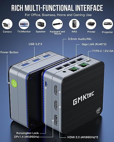 Mini PC Intel N100 Windows 11 Pro 12GB DDR5 256GB SSD Dual LAN 4K Triple Display V866