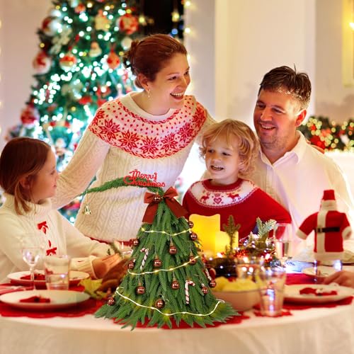 Mini Christmas Tree with 50 LED Lights, 24 Inch Tabletop Prelit Artificial Tree U511