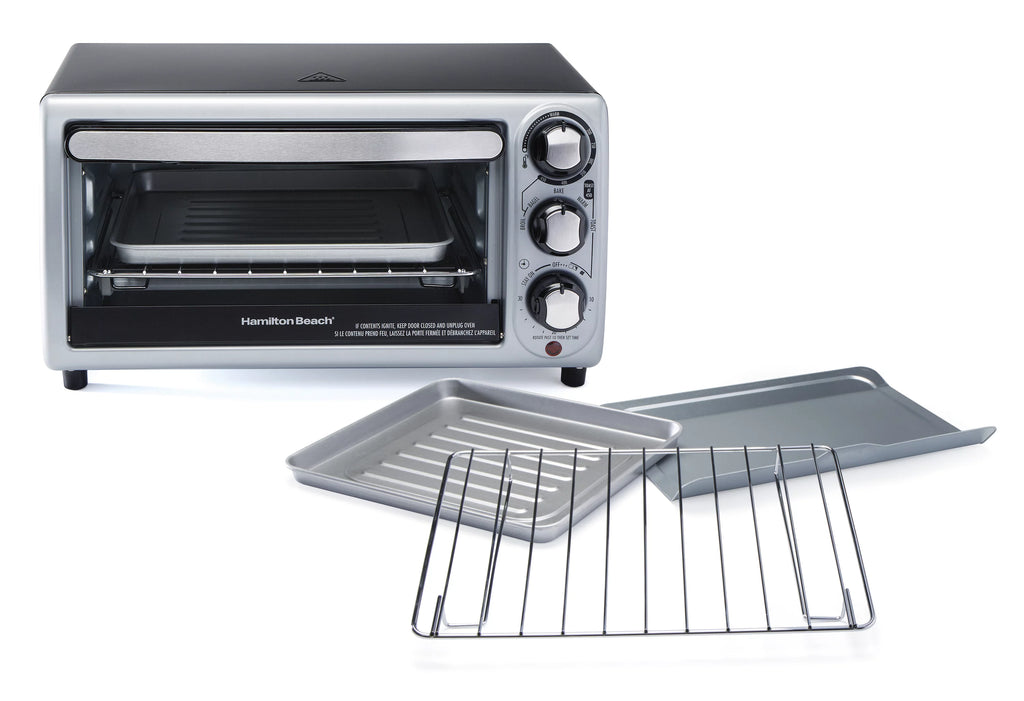 Countertop Toaster Oven with Bake Pan, Broil & Bagel Functions, Auto Shutoff, Stainless Steel O45889