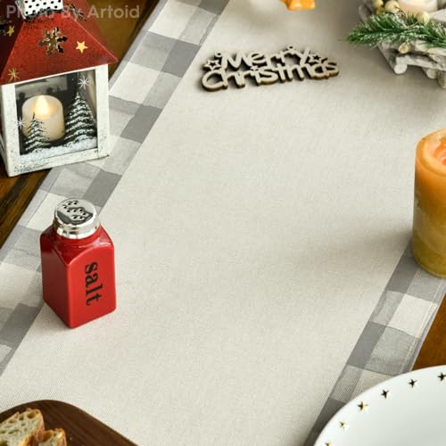 Buffalo Plaid Christmas Trees Table Runner, Winter Holiday Kitchen Dining Decor, 13 x 108 Inch D48516