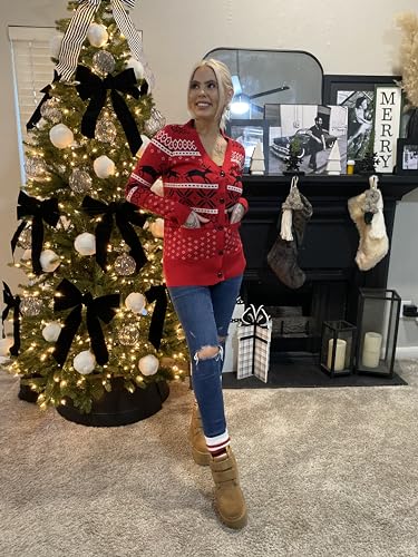 Funny Christmas Cardigan for Women Open Front Knit Coat W4033