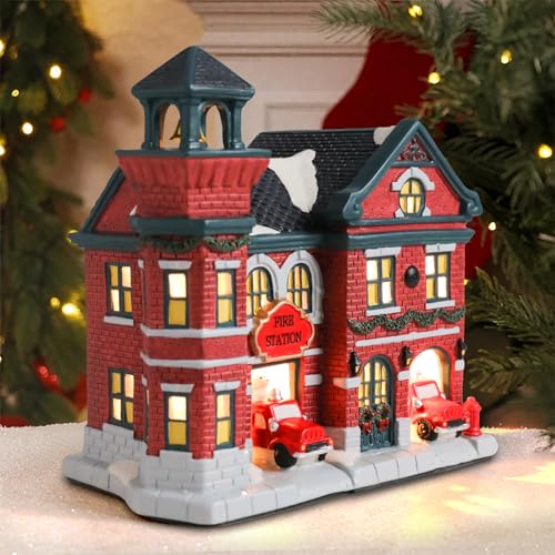 Ceramic Christmas Houses with Warm LED Light Y89884
