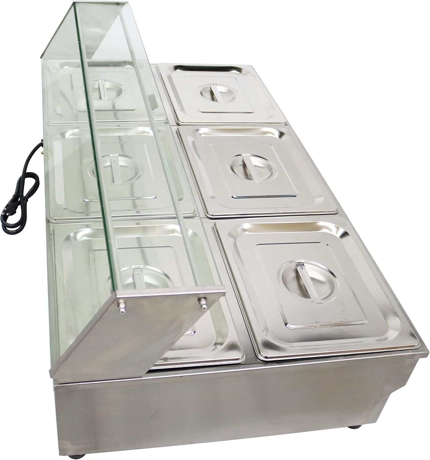 6-Pan Bain-Marie Buffet Food Warmer Double Row Electric Stainless Steel 2000W T1542