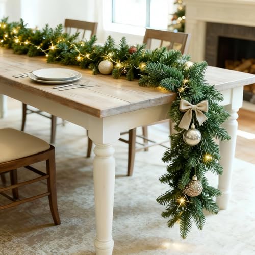 Christmas garland with lights, 9ft pre-lit for stairs and mantle I297