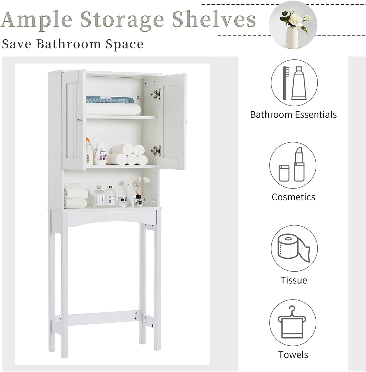 Over The Toilet Storage Cabinet with Double Doors F858