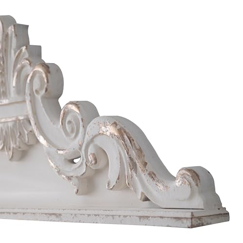 39 inch Floral Carved Wall Sculptures French Country White Wood Wall Art W461