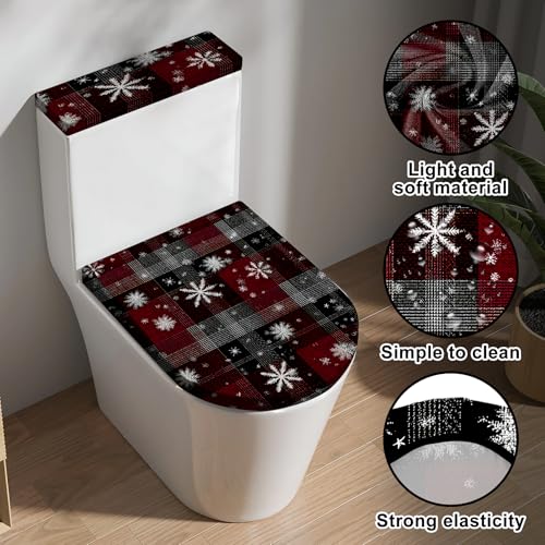 Christmas Toilet Lid Cover, Washable Seat and Tank Protector W1747