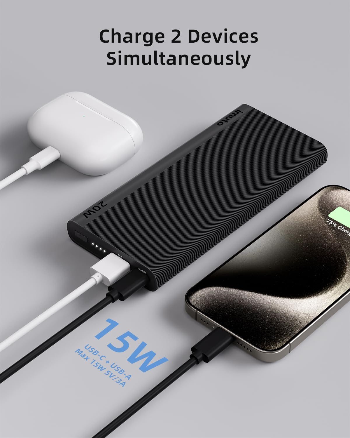 Slim 10000mAh Portable Charger 20W PD USB-C Fast Charging Power Bank L5994