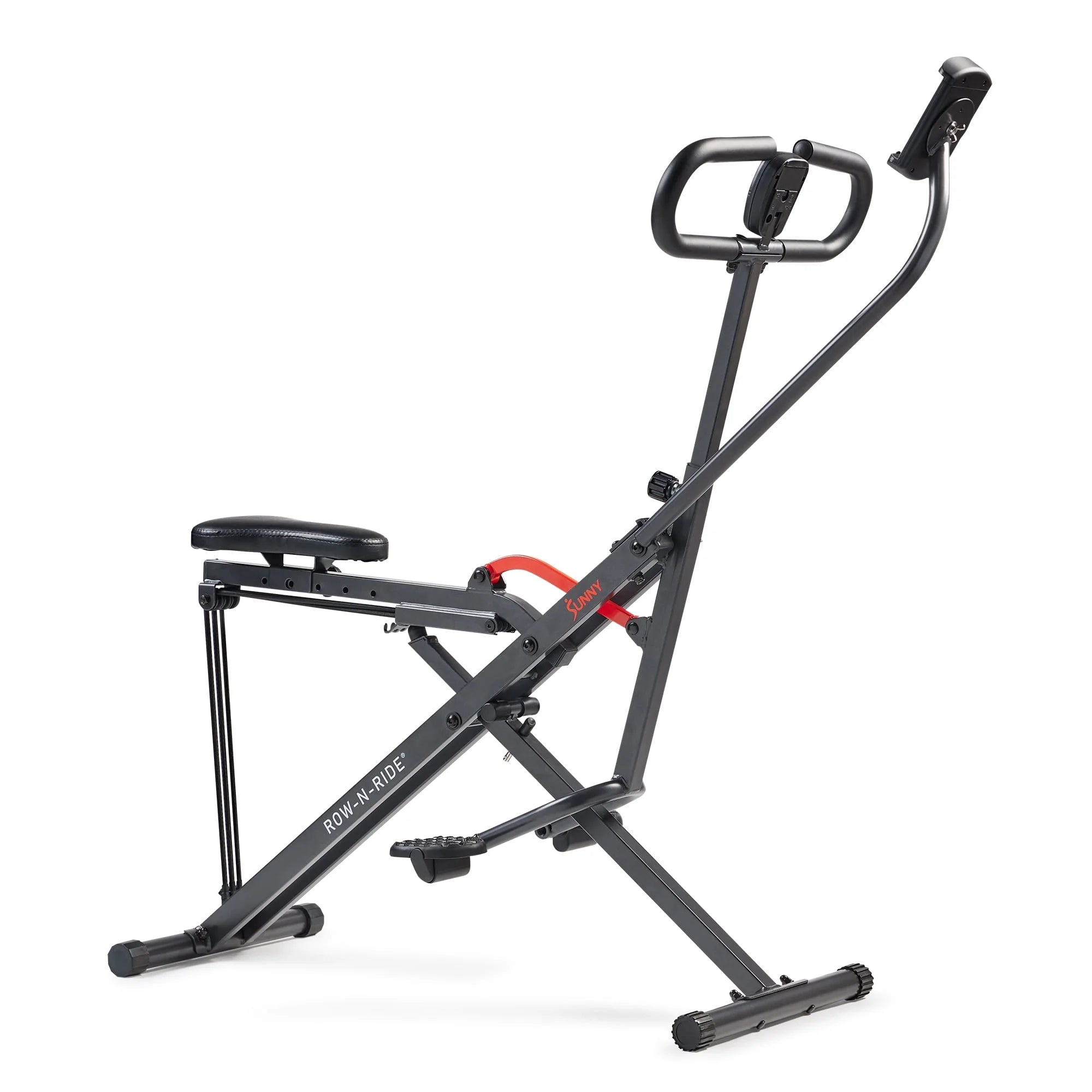 Sunny Health & Fitness Smart Upright Row-N-Ride™ Exerciser, Squat Assist Trainer for Glutes Workout with Adjustable Resistance, Easy Setup & Foldable, Glute & Leg Exercise Machine- NO. 077SMART