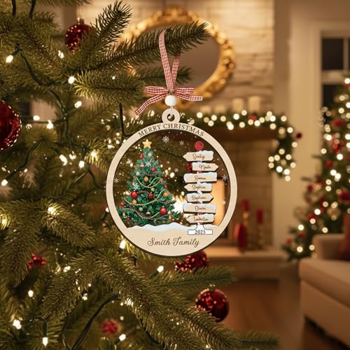 Personalized Christmas Wooden Ornaments with Family Names G463