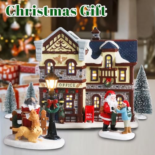 Ceramic Christmas Houses with Warm LED Light Y89884