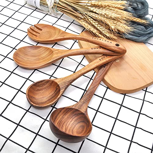 Natural Teak Wooden Spoons for Cooking, 10-Piece Kitchen Utensil Set I607645