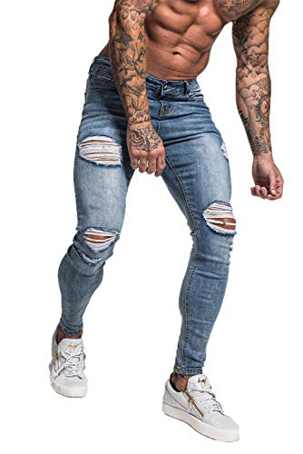 Men's Ripped Slim Fit Stretch Jeans R584