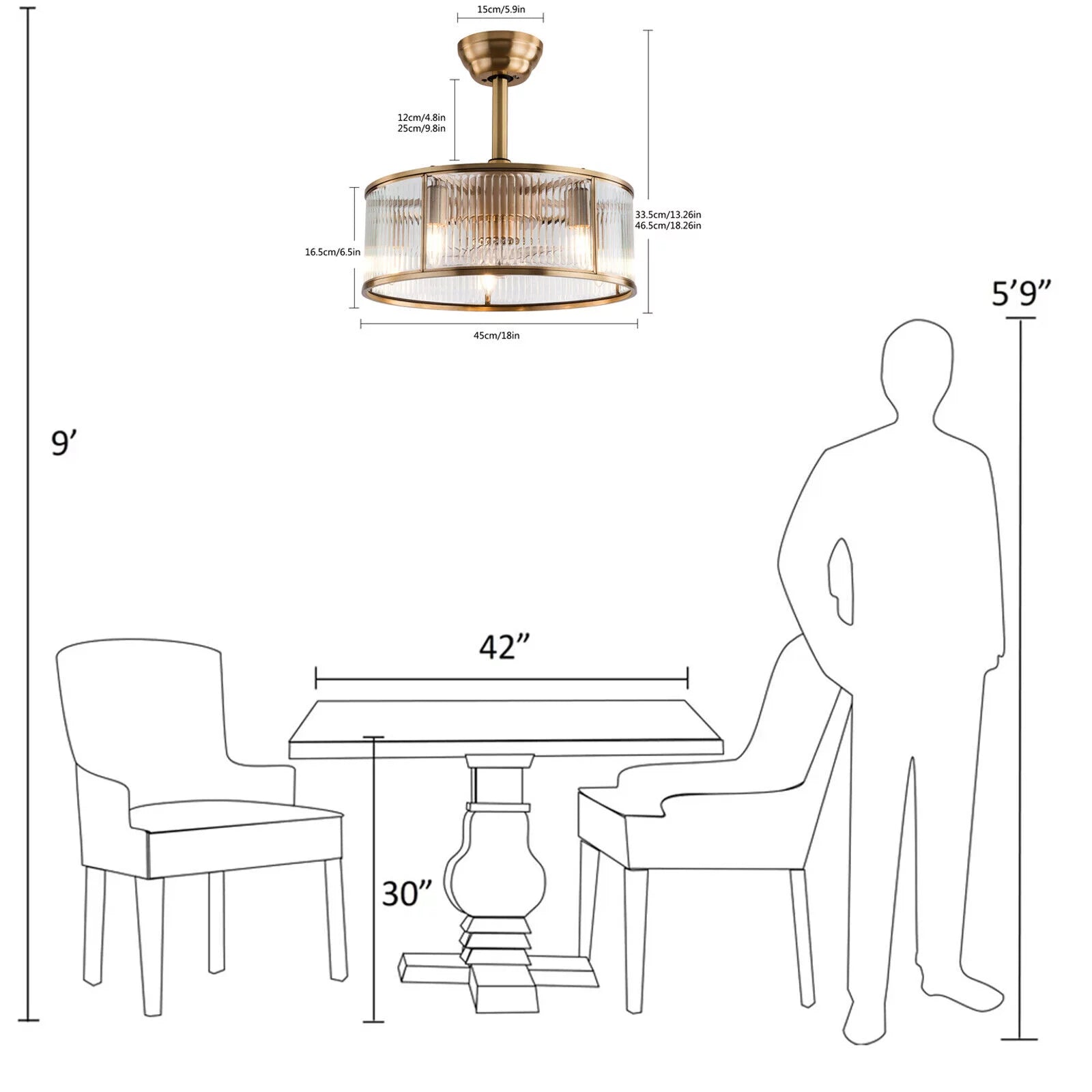 Farmhouse Ceiling Fan Light Gold With Remote Control S819588
