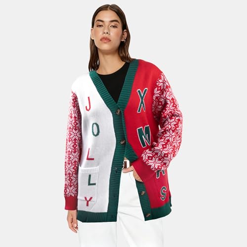 Funny Christmas Cardigan for Women Open Front Knit Coat W4033