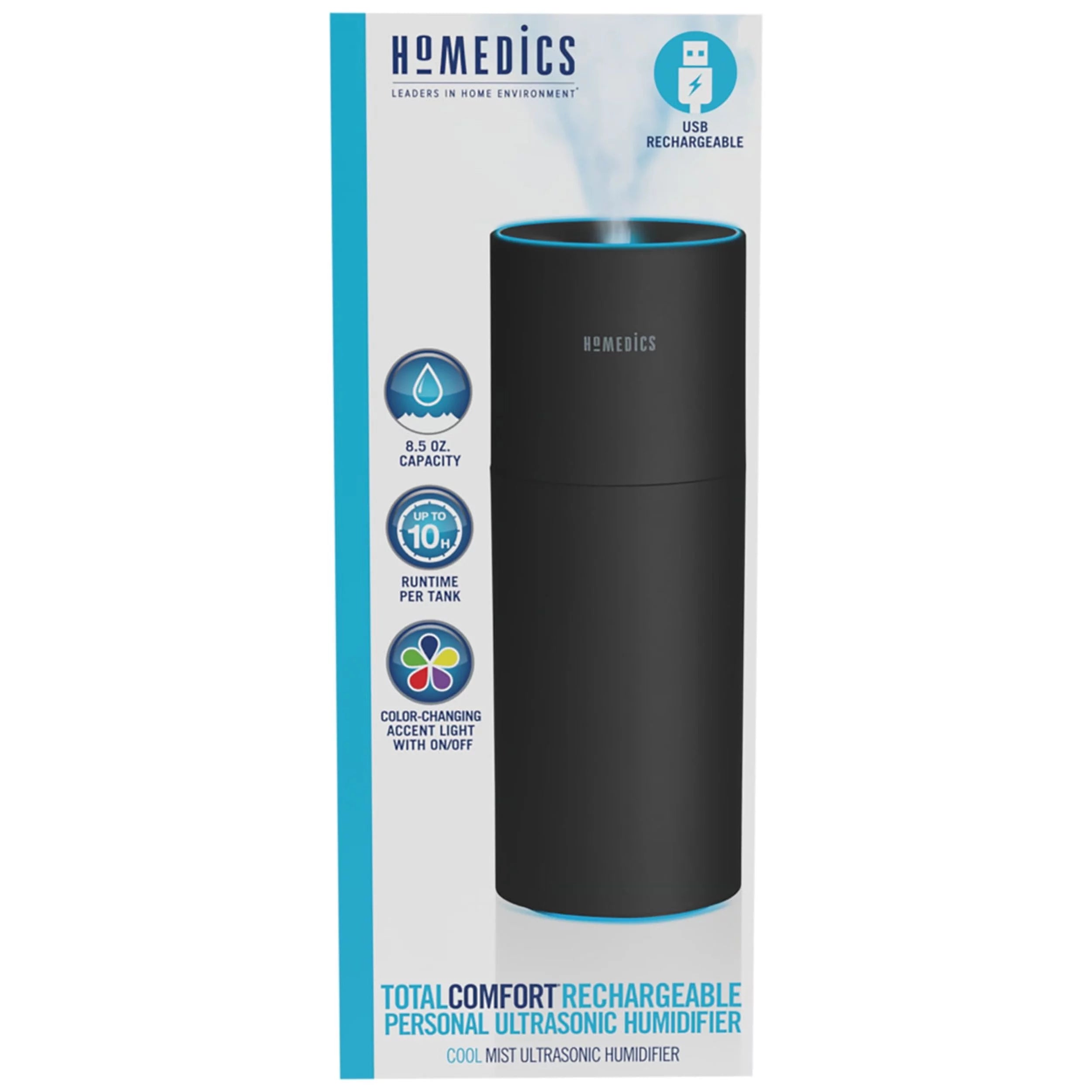 Portable Ultrasonic Humidifier, Cordless, Desktop, Travel, 10-Hour Runtime, Quiet Cool Mist E2684