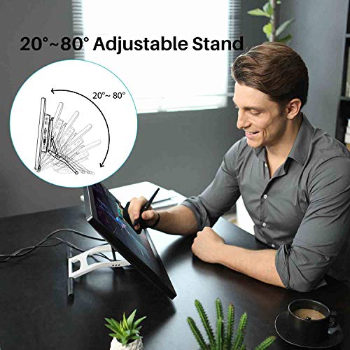 Drawing Tablet with Screen 120% sRGB Graphic Monitor Pen Display Tilt Function Battery-Free Stylus 8192 Pen Pressure Q370