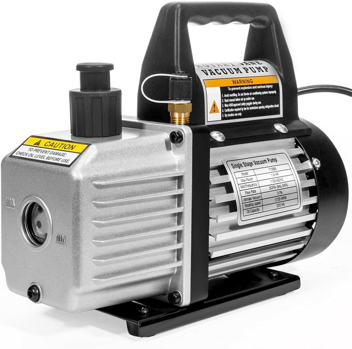 HVAC Air Vacuum Pump 3CFM with Manifold Gauge and Carrying Tote V8859