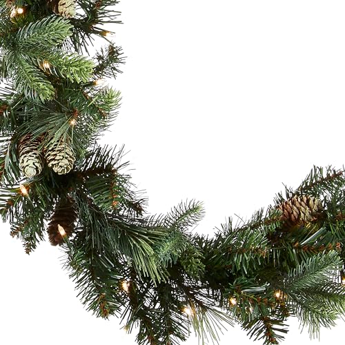 9 ft Pre-Lit Artificial Christmas Garland with Pinecones and 100 Clear Lights R79612