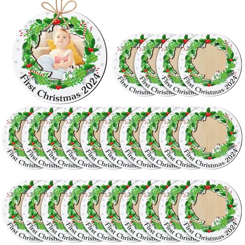 24 Pcs Christmas Photo Ornament Frames for Baby First Christmas Tree Keepsake K3591