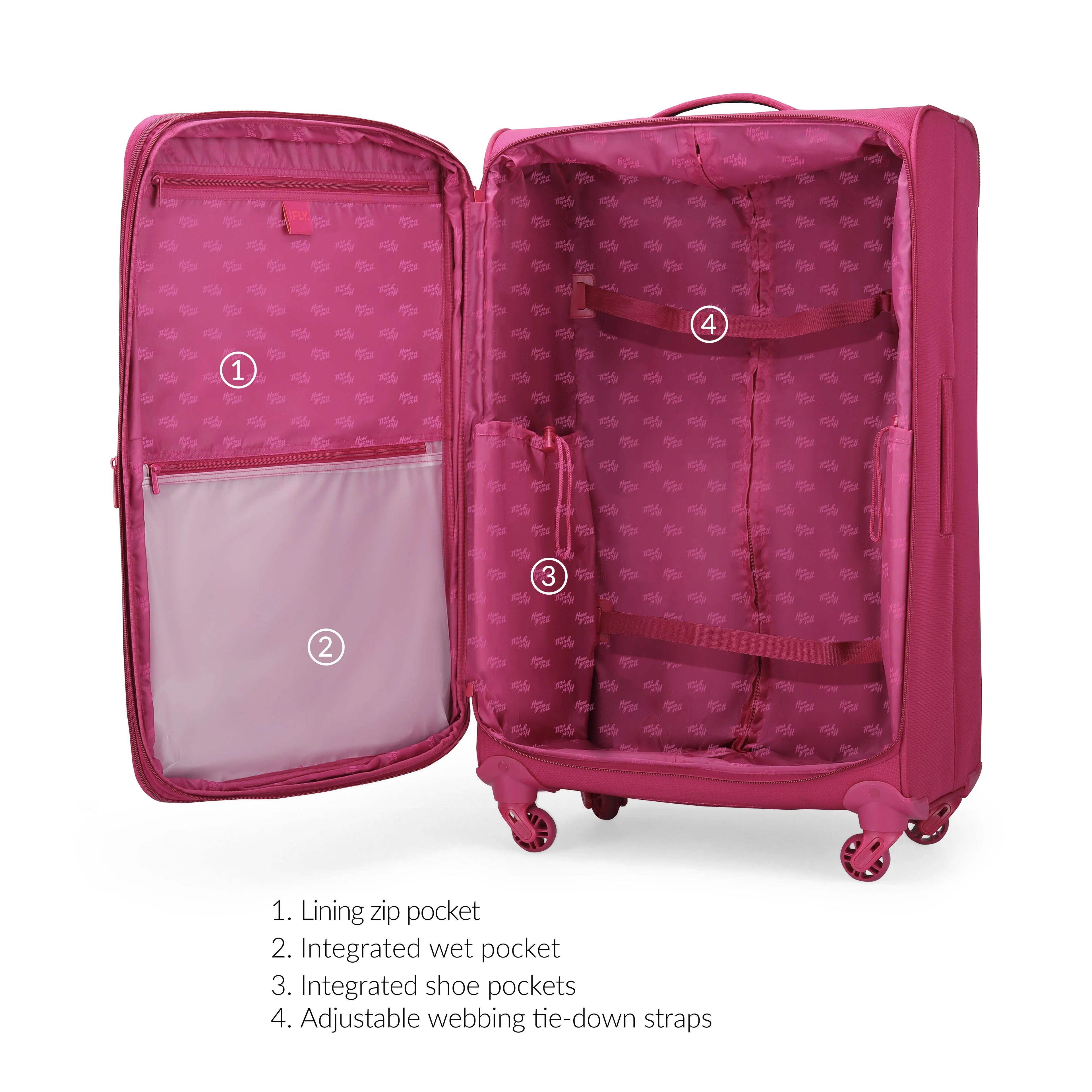Softside 20" Carry-on Luggage, Fuchsia T7154