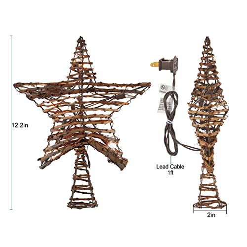 3D Rattan Christmas Tree Star Topper with Lights L206083