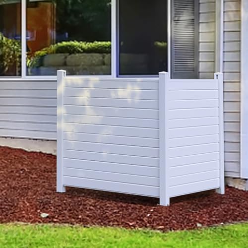 Outdoor Privacy Screen Freestanding 48"W x 48"H, Vinyl Fence for Air Conditioner and Garbage Can Hider A512666