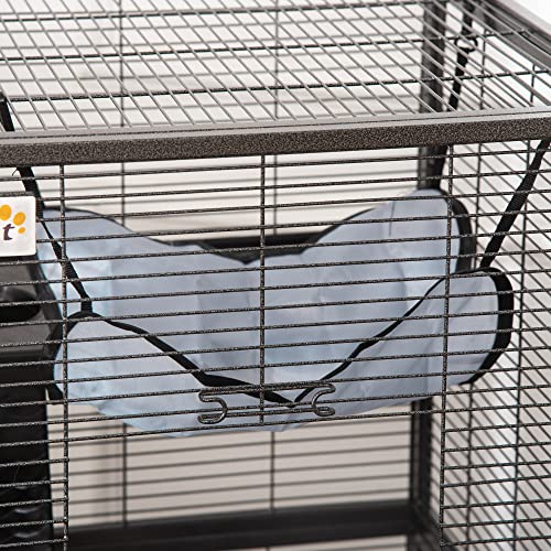 Metal Small Animal Cage with Hammock and 4 Tiers, Gray V69531