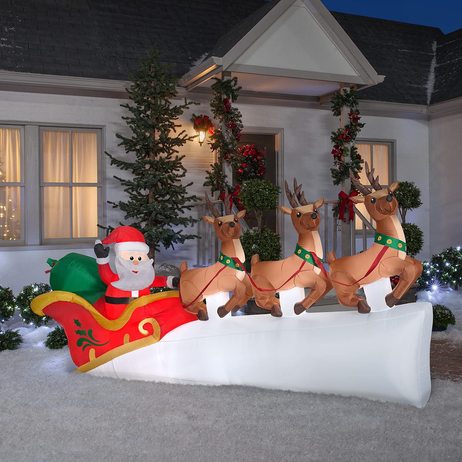 Christmas Airblown Inflatable Santa Flying Sleigh, 5.5 ft Tall S78591