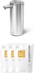 simplehuman 9 Oz. Sensor Soap Pump, Brushed Stainless Steel with 3 pack of Mandarin Gel Soap