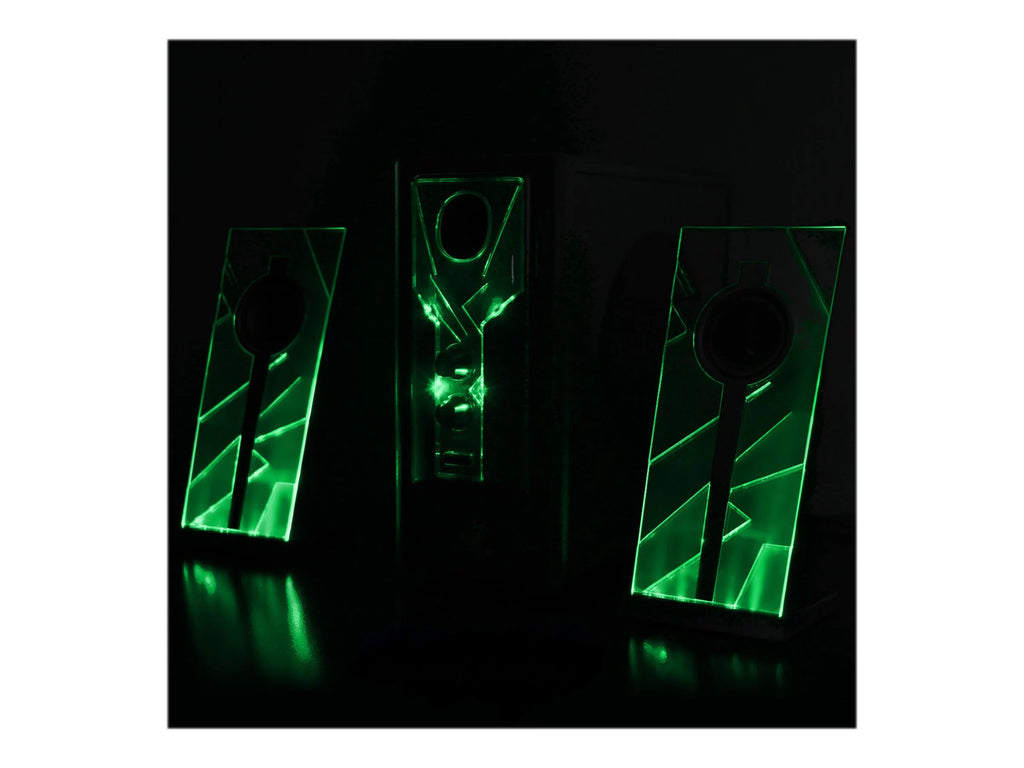 Computer Speakers with Stereo Sound and Green LED Glow Lights C715544