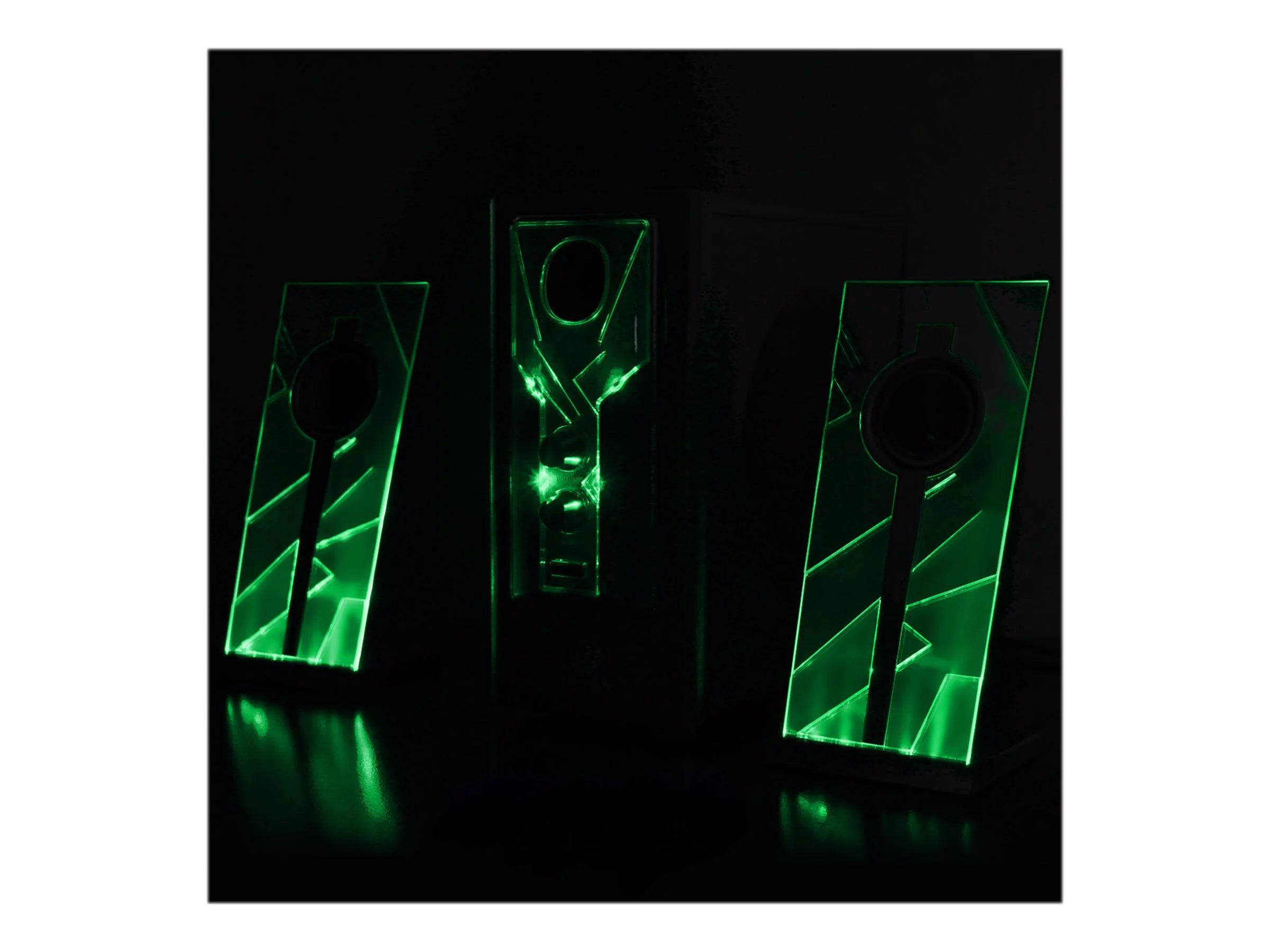 Computer Speakers with Stereo Sound and Green LED Glow Lights C715544