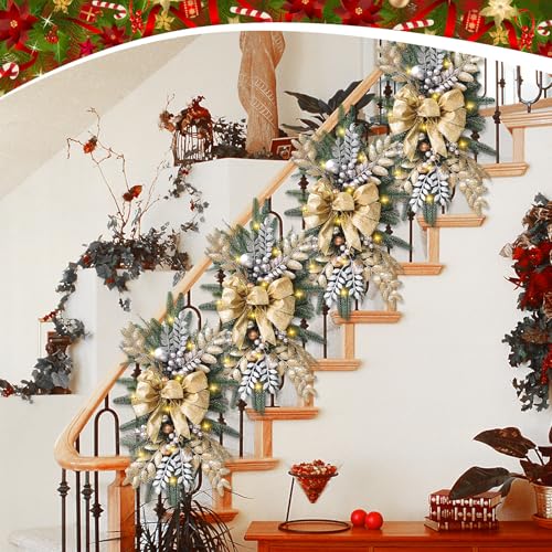 Prelit Teardrop Christmas Swag 24 Inch for Staircase Wall Window Decor L968037