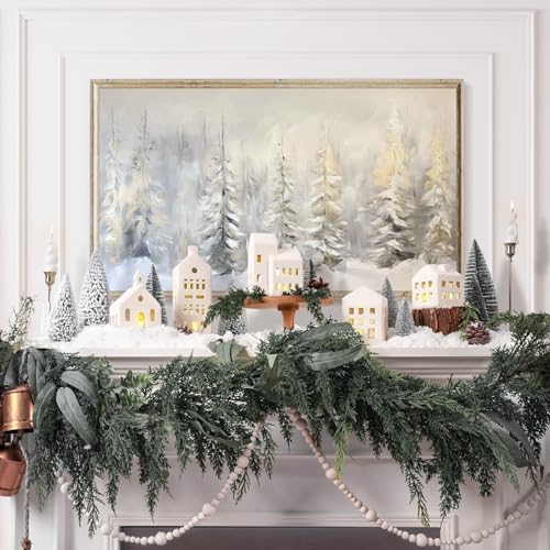 Ceramic Christmas Village Houses with LED Lights and Trees Y18828