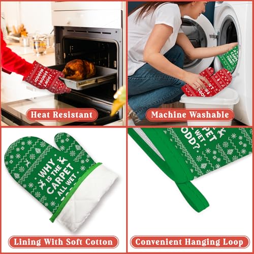 Funny Holiday Oven Mitts Pot Holders for Kitchen Cooking Baking M258024