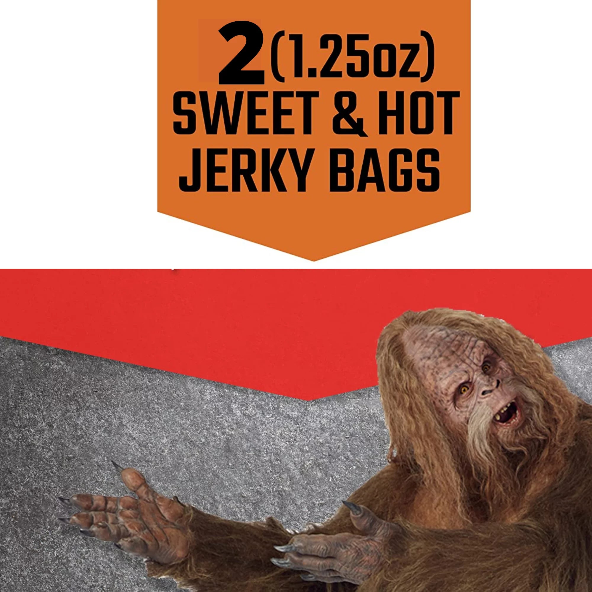 Beef Jerky Sweet and Hot, High Protein Meat Snack, 1.25 oz, 2 Bags Q44091