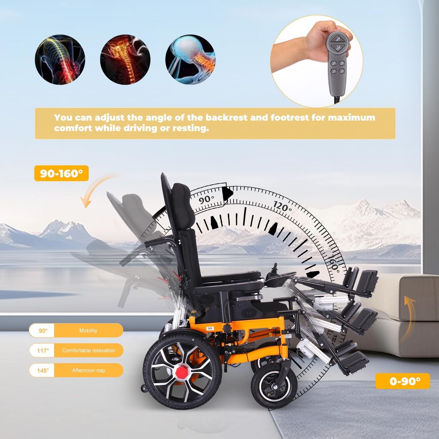 Lightweight Foldable Electric Wheelchair for Adults, 20" Seat, All Terrain J8970