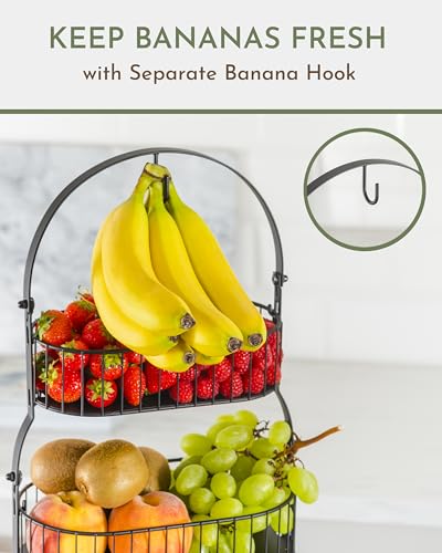 Fruit Basket for Kitchen Counter, 3-Tier Stand with Removable Baskets U643