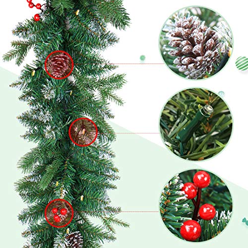 Pre-lit Christmas Garland with Lights for Indoor Outdoor Decor Y385715