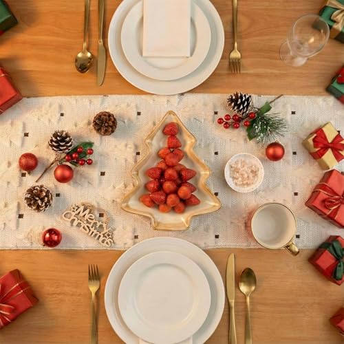 Christmas Table Runner 13x72 Inch Beige Plush Faux Fur O488472