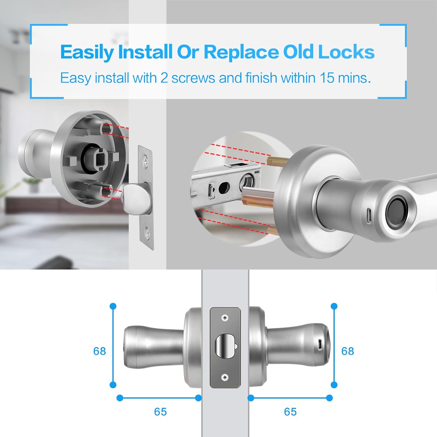 Smart Door Lock with Fingerprint and Keyless Entry I734